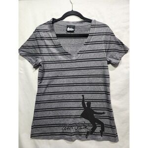 Graceland Elvis Presley Tee Striped Gray V-neck Long Length‎ XL King of Rock